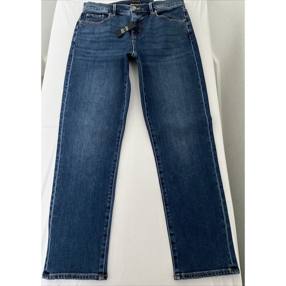 ANN TAILOR Women’s Sculpting Pocket Mid Rise Tapered Jeans In Classic Índigo W - Picture 5 of 14